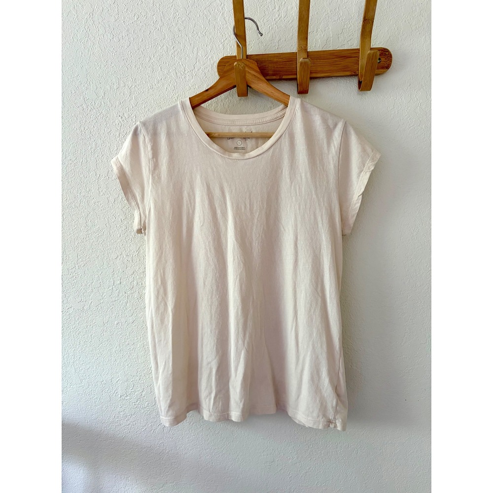 Universal Thread Goods Co Womens Cream Cotton Short Sleeve Crewneck Tee L
